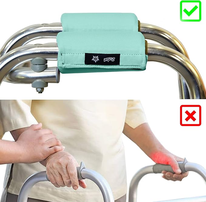 Universal Walker Hand Grip Padded Covers Non-Slip Cushion Foam for Folding Wheelchair Rollator Crutch Handle Pads 2-Pack Cyan