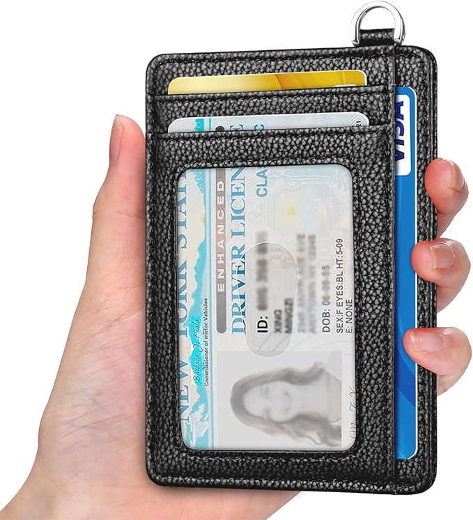 Slim Minimalist Front Pocket Wallet, RFID Blocking Credit Card Holder Wallet with Detachable D-Shackle for Men Women