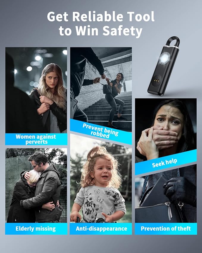 ELECPOW Personal Safety Alarm for Women, Rechargble Keychain Safety Alarm, Personal Protection Weapon for Women,Brightness Strobe Light and Loud Siren for Elders & Womens & Kids Emergency Call