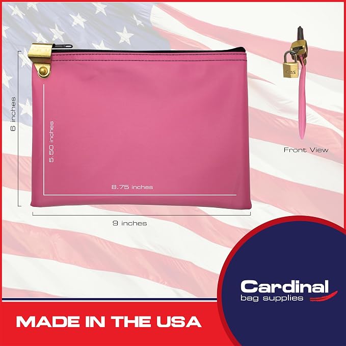Medication Security Bag with Padlock, Pink | Included 2 Keys, Small Pill Bag, Travel Carry Pouch, Medicine Storage, Made in USA