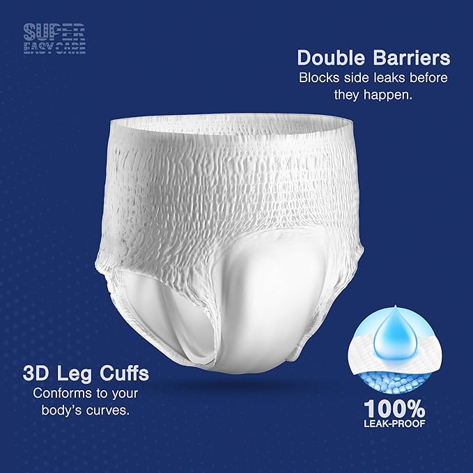 Super Easy XXL Adult Diapers Pack of 10 | Leakproof Disposable Incontinence Underwear | High Absorbency for Men & Women