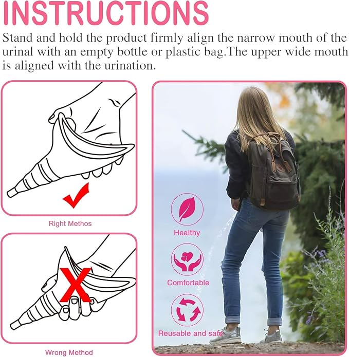 Female Urination Device, Reusable Female Urinal Silicone Women Pee Funnel | Women to Pee Standing Up, The Perfect Companion for Camping,Travel travel outdoor, folds compact, easy rinse