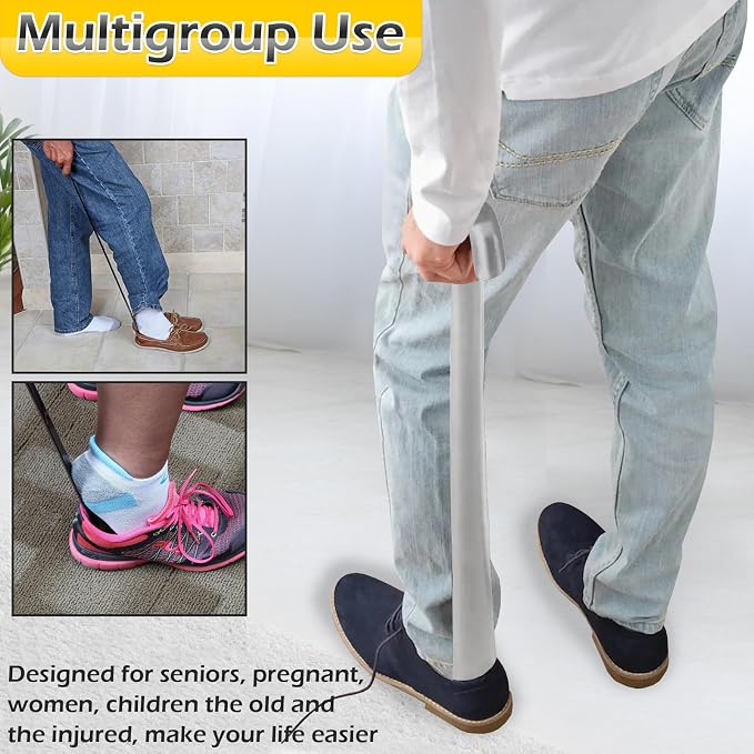 Home-X Chrome Shoe Horn - 31.5 Inch Metal Long Handle Shoe Horn - Shoe Horn Long Handle for Seniors, Pregnant Women and Adults - Extra Long Handled Shoe Horn for All Types of Shoes