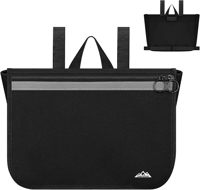 supregear Wheelchair Side Bag, Waterproof Storage Pouch for Rollator, Walkers, Power Wheelchairs and Knee Scooters - Wheelchair Armrest Bag for Elderly Seniors Portable Travel Tote