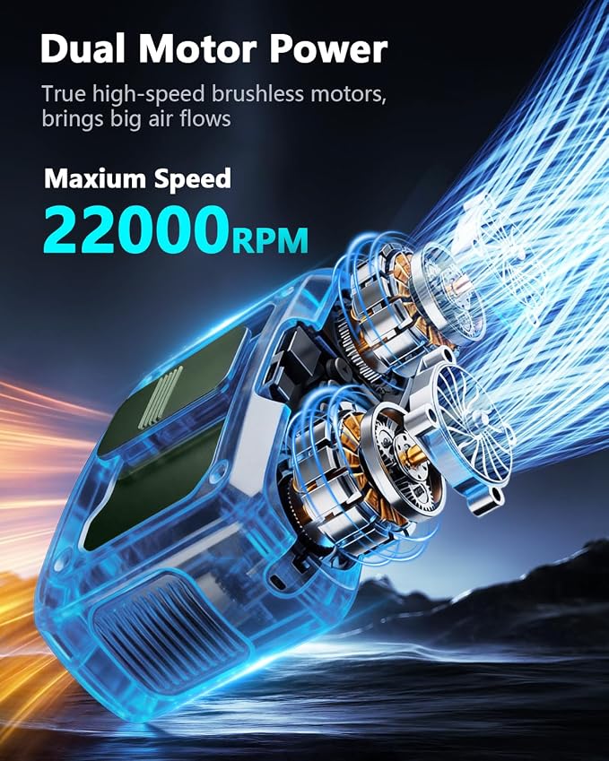 20000mAh Personal Fan, 22000RPM Dual Motors Portable Fans, True High Speed | 200% Strong Airflow, Up to 41H Cooling Time Waist Fan for Jobsite, Travel, Outdoor, Camping Accessories for Men Dad, Green