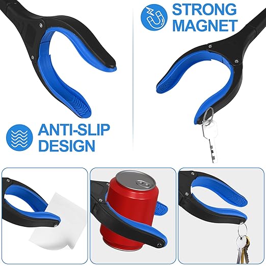 4 Pack 32 Inch Commercial Trash Grabber for Elderly Assist, Heavy Duty Lightweight Reacher with Ergonomic Handle & Non-Slip Grip, Multi-Use Outdoor Home Garden Cleanup Mobility Aid Tool