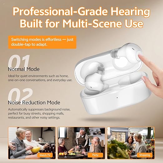 OTC Hearing Aids for Seniors for Seniors & Adults with Hearing Loss, 32 Channel Technology with Smart Noise Reduction | Volume Control | Discreet Design | Auto-On/Off