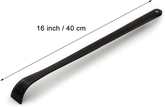Tomorotec Wooden Back Scratcher, Long Handle Itch Relief, 16 in, Black | Streblus Elongatus Wood Body Massager Set, Handcrafted Relaxation Tool For Men Women Adults, Smooth Comfortable Grip Design