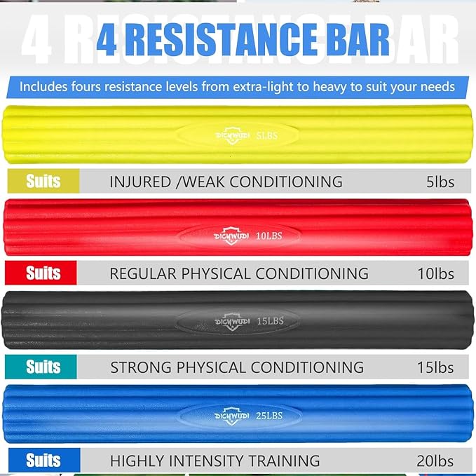 DICYWUDI Flex Therapy Bar and Grip Strength Trainers set, Physical Therapy & Resistance Bar for Golfers Elbow, Tendinitis, Wrist,Forearms Pain, Improve Grip Strength and Relieve Pain