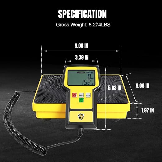 Refrigerant Scale 110 LBS HVAC Freon Scale Ultra-Large LCD Screen High Precision Electronic Refrigerant Charging Weight Scale with Portable Case for Recovery Tanks