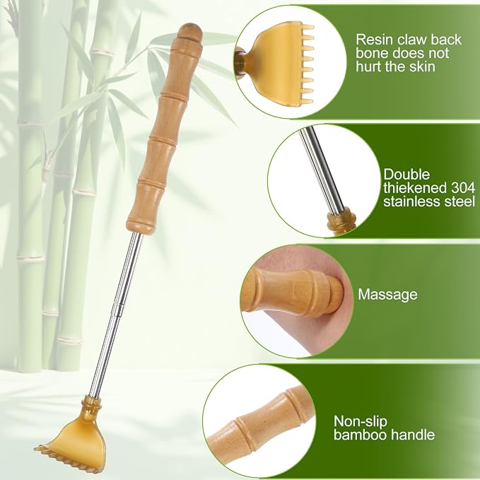 Extendable Wooden Backscratcher, Portable Back-Scratcher for Adults | Telescoping Body Scratcher for Men Women Body Scratcher