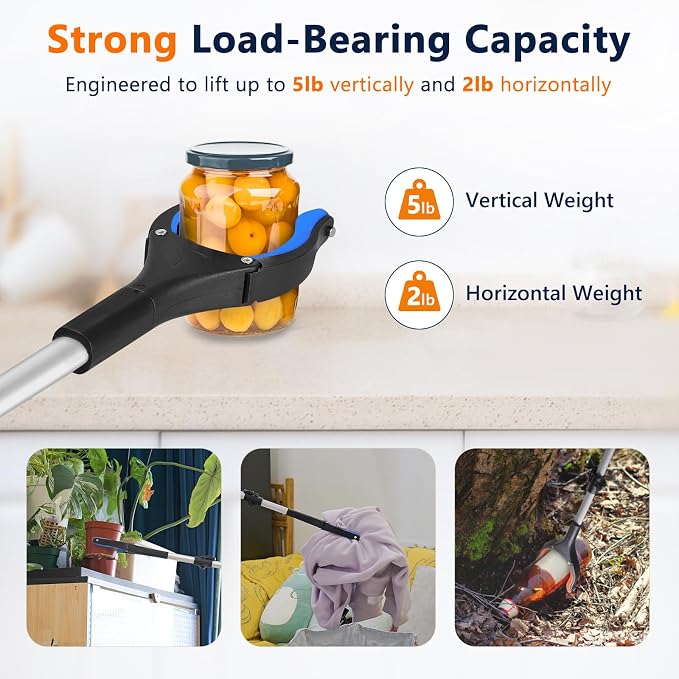 36 Inch Foldable Grabber Reacher Tool, 2 Pack for Seniors | Standing aid, grabbers for seniors 5'5"-5'10". Aluminum, folds to 12.5 in, reaches 36 in. Reacher grabber pickup tool, 2-pack