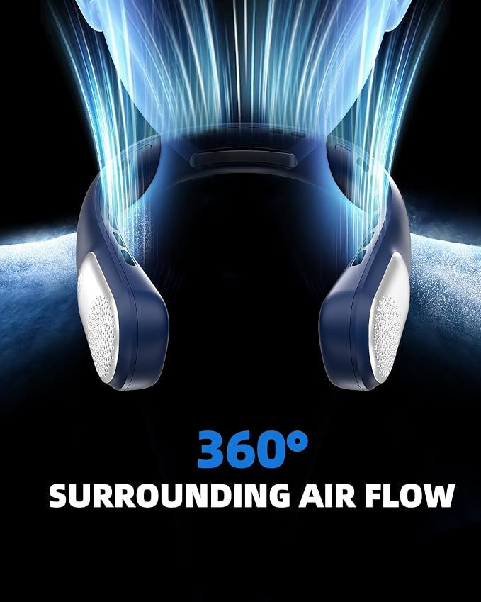 Neck Fan, LED Display USB Rechargeable Portable Fan,360° Cooling Bladeless Personal Fan, 4000 mAh 3 Speeds Adjustable Wearable Fan for Women,Travel, Gift, Home, Office, Men