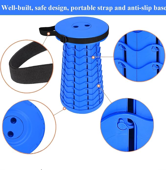 Fishboy Upgraded Collapsible Stool, 400lbs Max Weight, Lightweight But Sturdy, Portable Retractable Folding Telescoping Foldable Camping Stool for Adults Outdoor Fishing Hiking BBQ