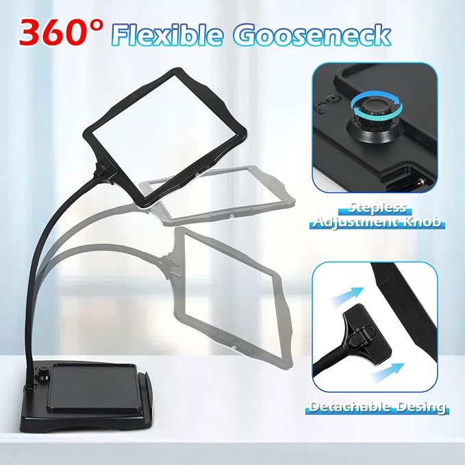 Magnifying Glass with Light and Stand 50 Ultra-Bright LEDs Large Magnifying Lamp 360° Flexible Gooseneck Magnifying Glass with Stand Hands Free Magnifier Glasses for Sewing Reading Crafts Seniors | Hands Free Large Full Page Desk Magnifying Lamp with 5...