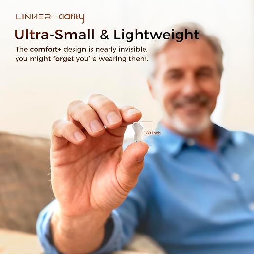 LINNER-New Saturn OTC Hearing Aids for Senior, Rechargeable Hearing Amplifiers with Comfort Design, Discreet & Nearly Invisible In-Ear Device for Adult, Noise Cancellation for Aid & Assist (Beige)