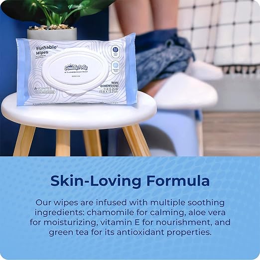 Squatty Potty Bamboo Folding Oslo Toilet Stool with Flushable Wipes Bundle | 3 Packs of 50 (150 Total Wet Wipes) with Bamboo Foldable Squat Bathroom Stool | Wet Wipes with Cucumber and Aloe Spa Scent