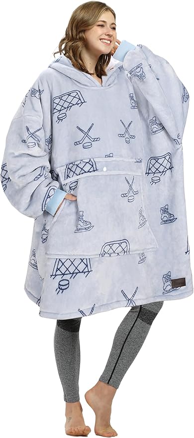 Catalonia Oversized Blanket Hoodie Sweatshirt, Wearable Sherpa Lounging Pullover for Adults Women Men