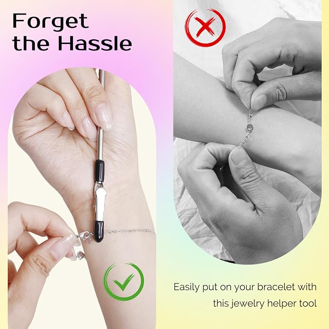 Back Zipper Helper and Bracelet Helper Tool Set for Dresses and Seniors | Zipper pull assist tool and dress zipper helper reach back zippers and fasten bracelets for women, seniors, and travelers