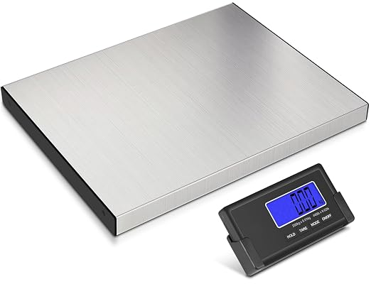 THINKSCALE 440lb Heavy Duty Digital Shipping Scale, 10g Wireless LCD | Stainless Steel Platform, Large Backlit LCD, Hold/Tare Function, USB & Battery Power for Packages, Luggage and Business Use