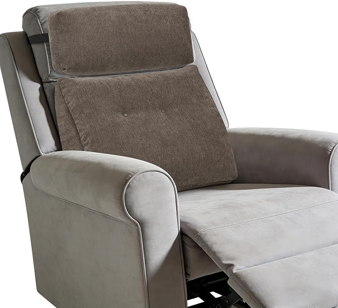 Lumbar Support Pillow for Recliner Chair with Headrest, Dual-Layer Large Back Pillow for Deep Couch & Sofa, Memory Foam Lower Back Support Cushion Set for Sciatica Relief Brown
