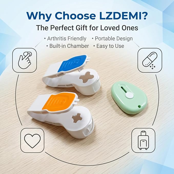 Portable Pill Popper, Easy Press Pill Remover with Collection Box, Travel Tablet Taker for Seniors Arthritis Weak Hands, No-Contact Medication Extractor Tool