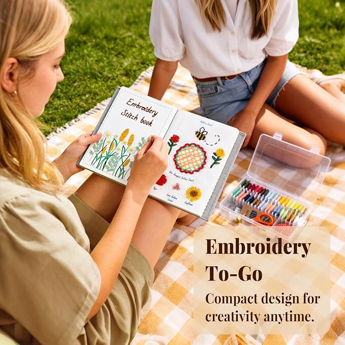 CYANFOUR 2026 New Embroidery Stitch Book Kit for Adults Beginners, Cross Stitch Kit with Step-by-Step Guide and Video, Threads and Needles, Portable Crafts Gift for Adults