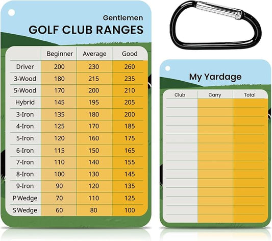 2 Pack Golf Club Distance Card, Waterproof Yardage Chart Card, Credit Card Size and Easy Carry, Quick Reference Guide with Clip, Golf Bag Accessories for Men Women Golfers | Durable、Hassle-Free、Pocket-Sized、Great Gift