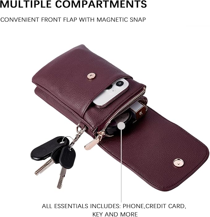 BOSTANTEN Small Crossbody Bag for Women Designer Cell Phone Purse | Vegan Leather, Multiple Pockets, Card Slots, Compact Size for Phone, Cards and Keys, Daily Travel Shopping Use