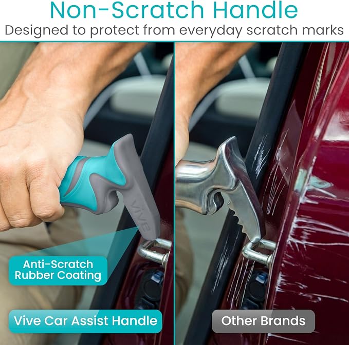 Vive Car Handle Assist for Elderly - Scratch Proof Latch - Auto Grab Bar | Cane Support Aid - Standing Mobility Safety Tip to Help Get Out - Portable Assistive Device for Seniors, Handicapped