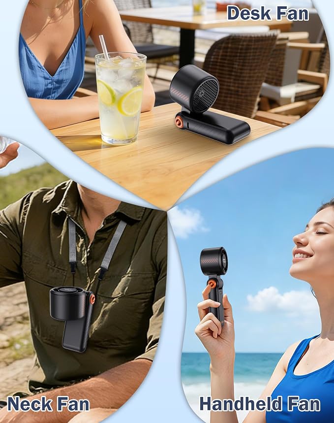 Portable High-Speed Handheld Fan with LED Display, [Smart Power & Wind Control], 4000mAh Rechargeable Mini Personal Fan, 5 Speeds, Quiet USB Travel Fan for Outdoor, Commuting