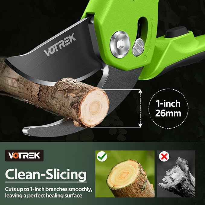 VOTREK® Pruning Shears, Patented Stepless Handle Opening for All Hand Size