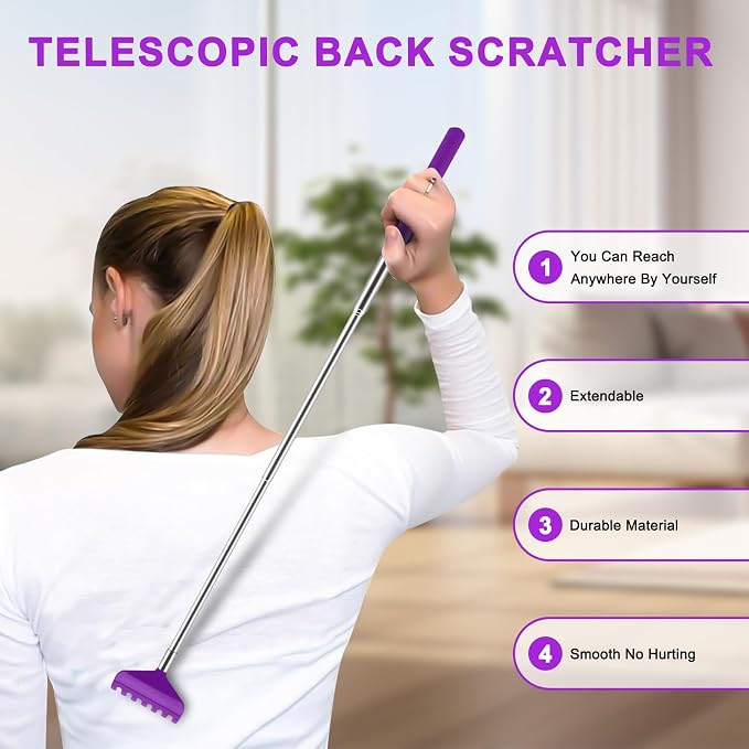 6 Pack Back Scratcher, Stocking Stuffers for Women Men Teen Girls | Prizes for Adults, Birthday Gag Bulk Small Christmas Gift, Mothers Fathers Day Dad Gifts, Easter Basket Stuffers (Purple)