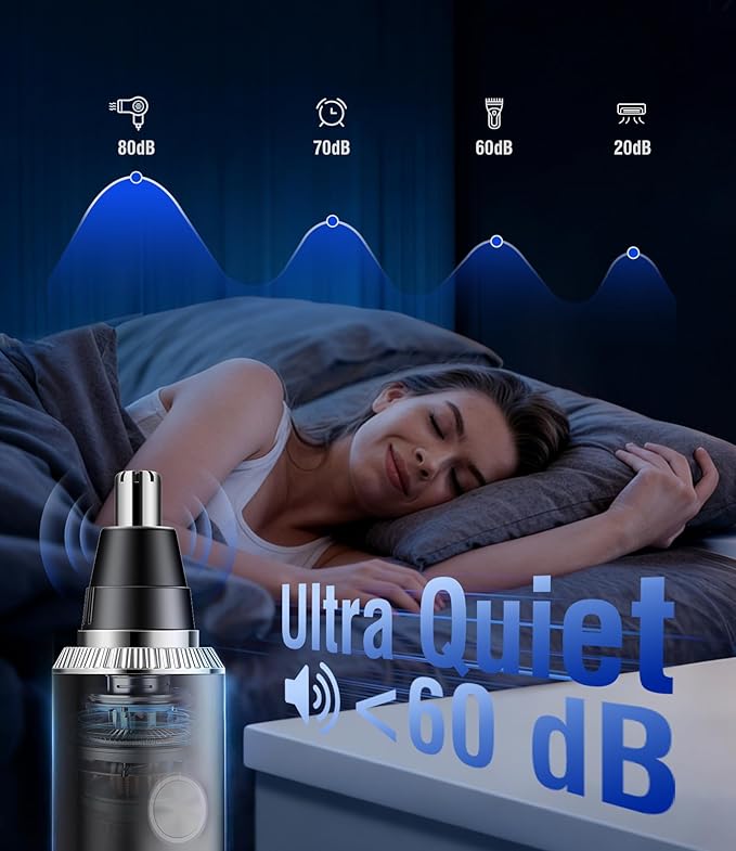 Nose Hair Trimmer for Men, 3-in-1 Professional Painless Rechargeable Eyebrow & Facial Hair Trimmer for Men Women, Multifunctional Trimmer with Powerful Motor and Dual-Edge Blades, IPX7 Waterproof