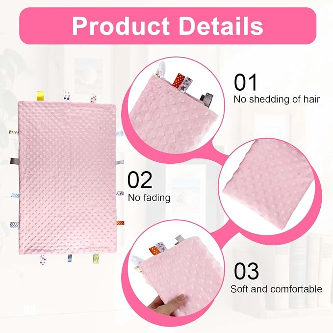 Fidget Blanket for Adults with Dementia, Sensory Blanket Mat for Alzheimers Patients, Dementia Activites for Senior, Gift for Dementia Patients,Sensory Toys for Autism (Pink)