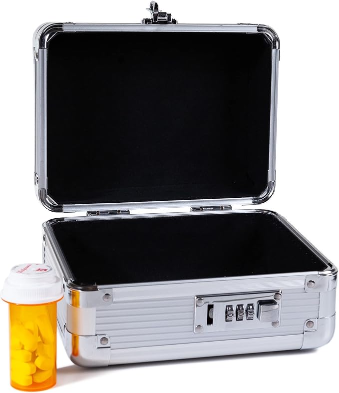 MEDICINE RX SAFE Medication Carrying Case - Small/Silver