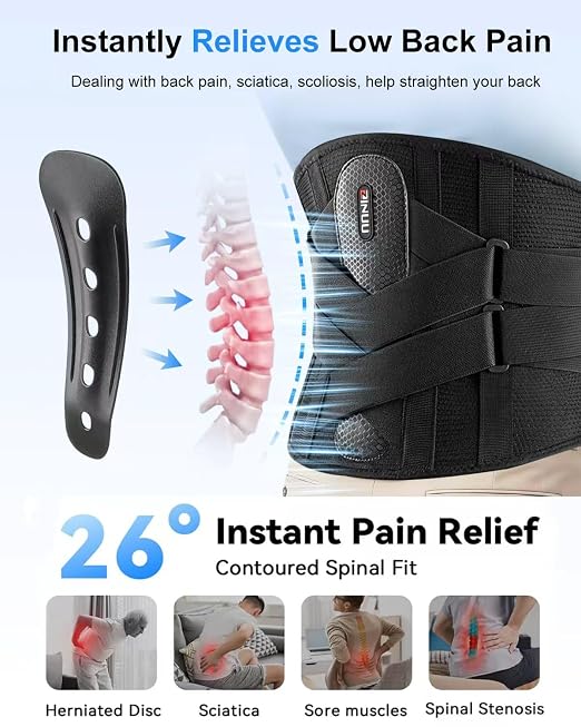 Dual X-Back Brace for Lower Back Pain Relief with Bionic Support System, 8X Powerful Lumbar Support Belt for Men Women, Back Support Belt with 3D Pad, Breathable Back Support Brace with Adjustable Strap for Sciatica,Black,Small(Waist:27.6-32.3 Inch)