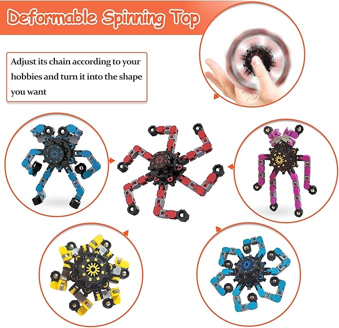 24 Pack Funny Sensory Fidget Toys,Deformable Chain DIY Robot Spinners Stress Relief Gyro Toy Birthday Gifts Goodie Bag Christmas Stocking Stuffers Classroom Prizes Party Favors for Kids Adults
