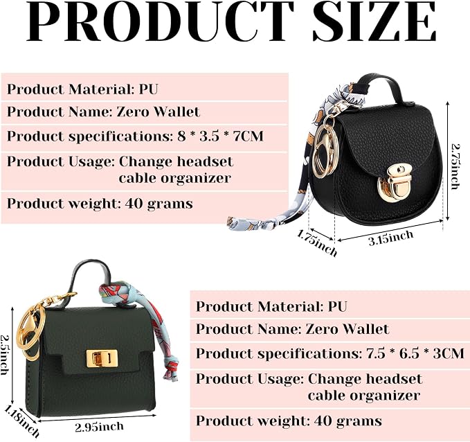 Liliaafar 10 Pcs Mini Backpack Keychain Mini Coin Purses for Women Cute PU Leather Makeup Bag with Keychain, Multi Pocket Card Holder Cable Organizer Giftable Zipper Pouch (2 Style)