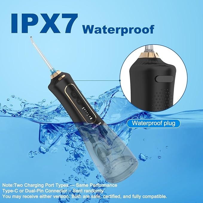 Water Flossers for Teeth, 300ML Cordless Oral Irrigator Rechargeable Dental Flosser Picks with 5 Modes 5 Jet Tips,IPX7 Waterproof Teeth Cleaner for Braces Gum Care, Home Travel Use