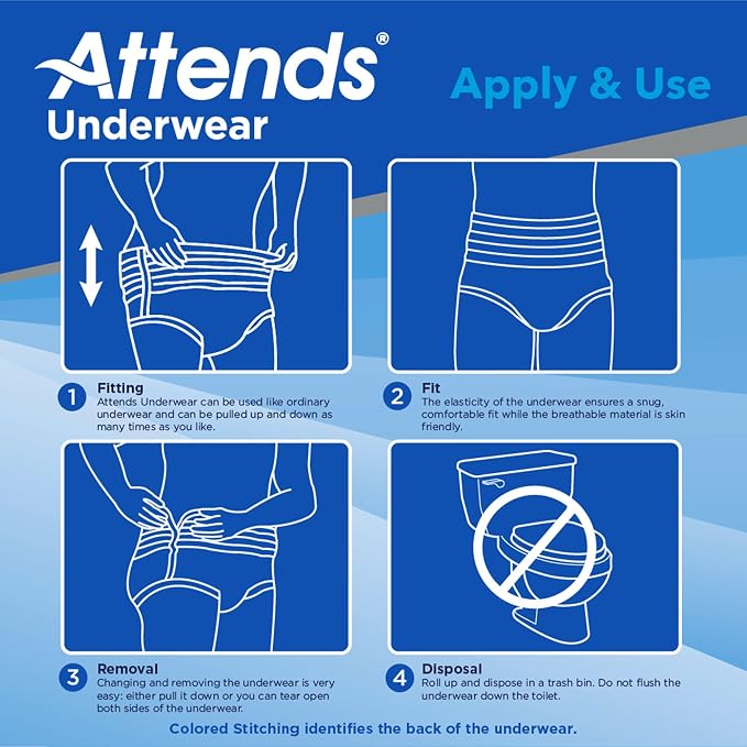 Attends Bariatric Adult Incontinence Underwear, 3X-Large (74-92"), [40 Count] - Overnight Absorbency for Men and Women, Disposable Pull-On Diapers with Tear-Away Sides, AU60