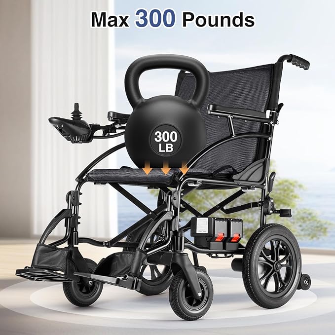 SLF30 Electric Wheelchairs for Adults, Foldable Durable Motorized Wheelchair with 19 Inch Seat and Supports Up to 300 lbs Airline Approved(36 Lbs, Grey)
