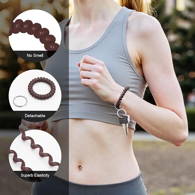 Spiral Coil Keychain, Anti-lost Key Chain Holder Lanyard Cord for Sauna Outdoor Sports and Gym Pool