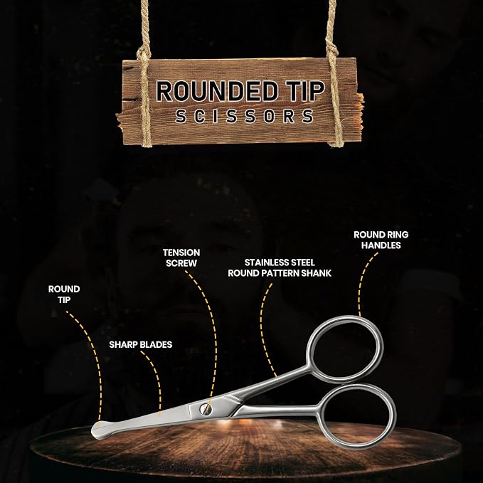 Nose Hair Scissors for Men & Women with Pouch Rounded Tip Scissor Blunt Nose Scissors Round Tip Scissor for Grooming Men Small Scissor for Nose Hair