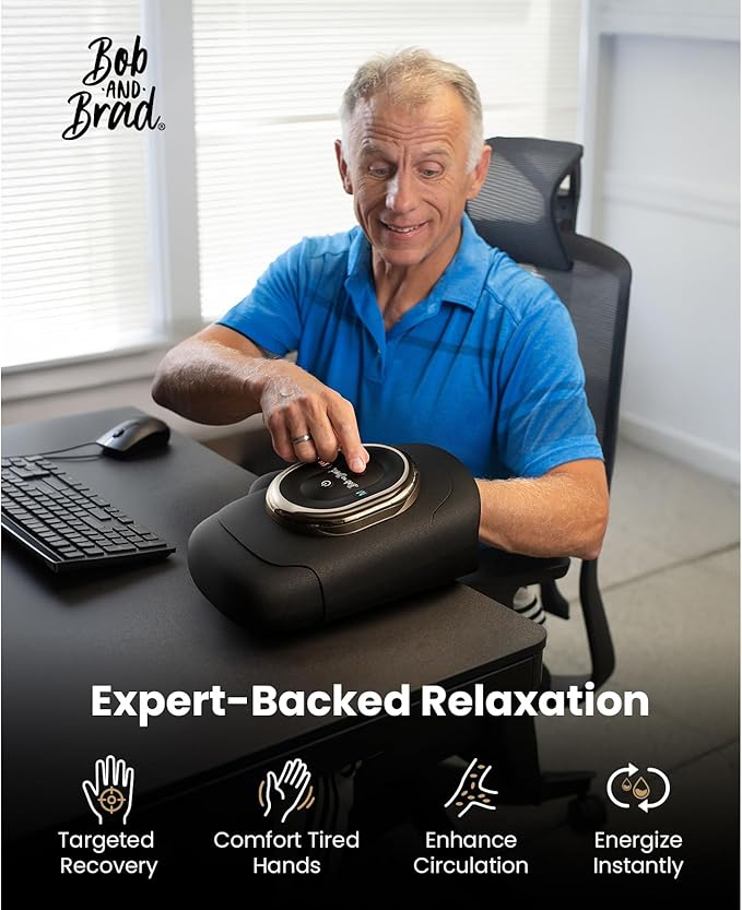 BOB AND BRAD Hand Massager with Heat and Compression, Individual Fingers, FSA-HSA Eligible, Cordless HandSpa Pro Hand Massager for Arthritis and Carpal Tunnel, Pain Relief, 5 Intensity Settings