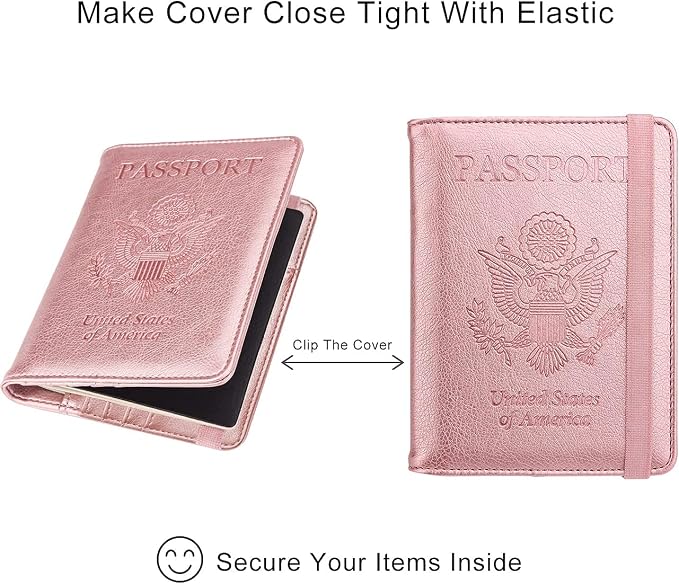 WALNEW Passport Holder for Travel, RFID Passport Wallet, Travel Essentials | PU Leather Passport Cover Case with Pen Holder, Travel Must Haves Accessories, Passport Book Holder for Women