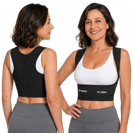 Fit Geno Invisilite Posture Corrector for Women, Adjustable Back Brace for Hunchback Slouching, Upper Back Neck Shoulder Pain Relief, Lightweight Discreet Under Clothes, XX-Large