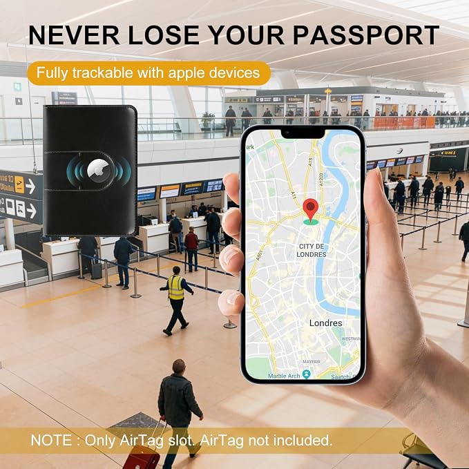 ILIYAH-Passport Cover-Passport Holder Travel Wallet-RFID Blocking Passport Case Travel Accessories Card Holder Wallet Unisex Travel Gifts (Jet Black)