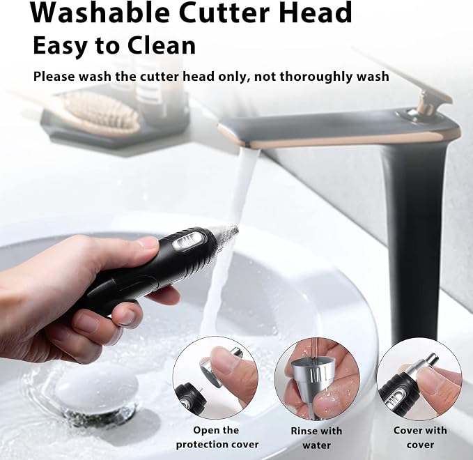Ear and Nose Hair Trimmer Clipper, Painless Eyebrow & Facial Hair Trimmer for Men Women, Battery-Operated Trimmer, 3.74" Premium Nose Hair Scissors