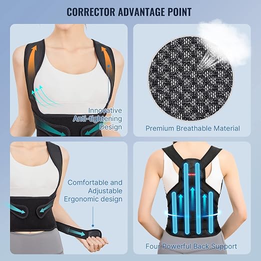 Posture Corrector Back Brace for Women & Men – Adjustable Full Back Support with Shoulder Straightener for Posture Support, Scoliosis, Hunchback, Upper & Lower Back Pain Relief and Spine Alignment, Pack of One (Large)